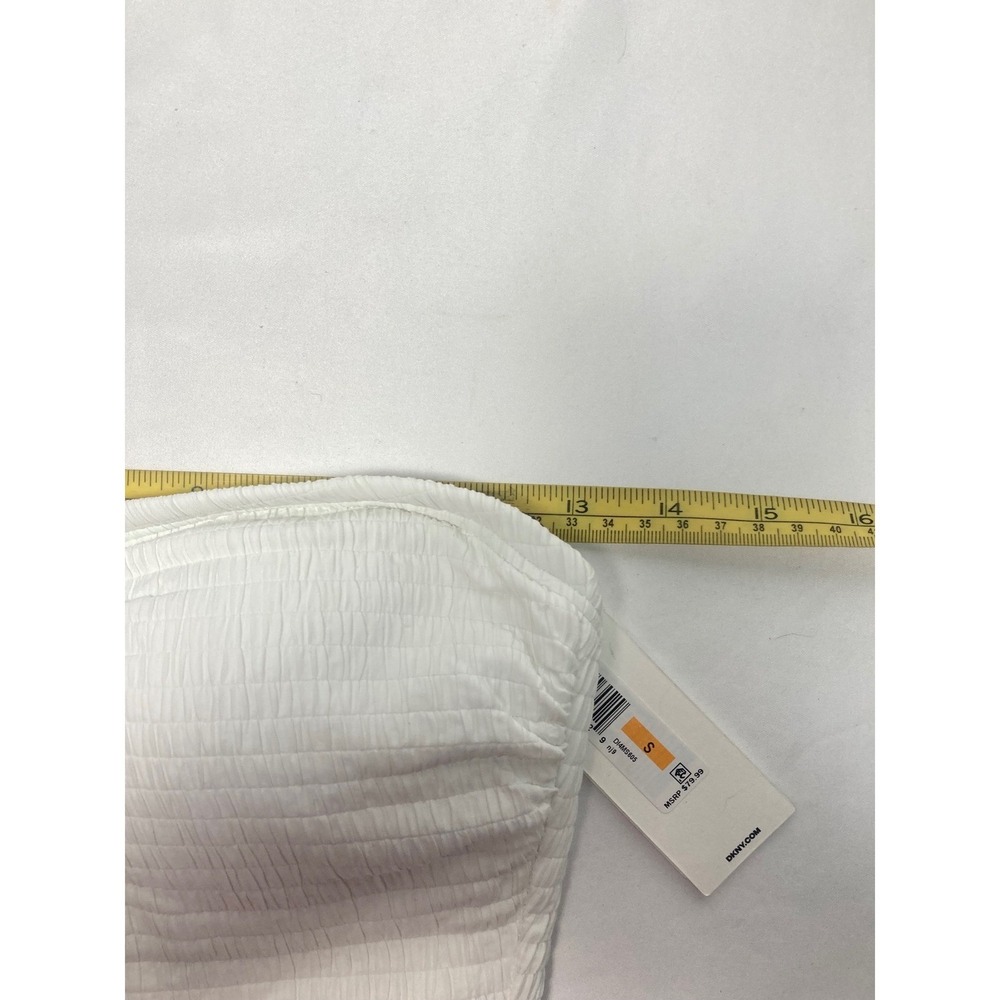 DKNY One Piece Swimsuit Women's Small NWT | White Textured Strapless Swimwear - Picture 7 of 8
